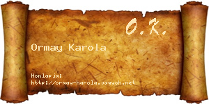 Ormay Karola névjegykártya